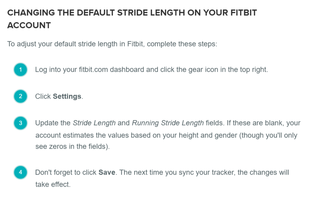 set stride on fitbit