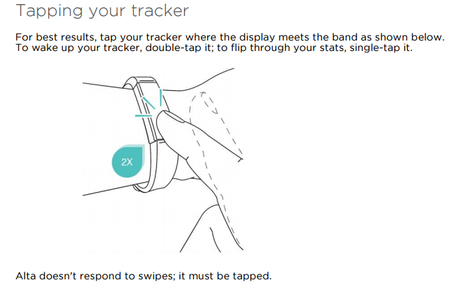 fitbit alta not turning on when tapped