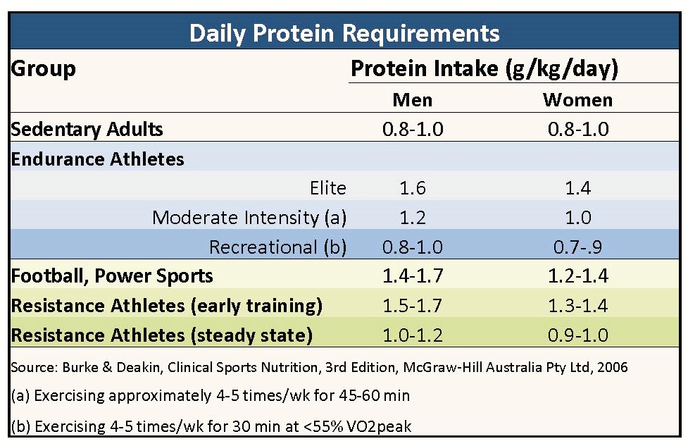 Daily protein requirements