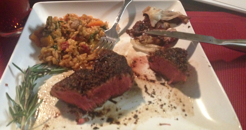 Coffee crusted steak