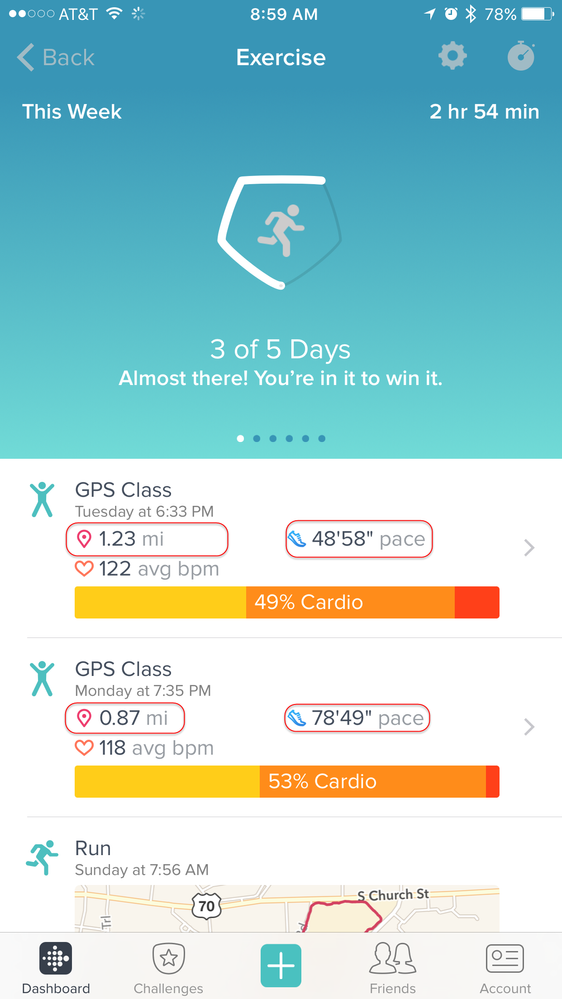 iPhone Exercise Dashboard