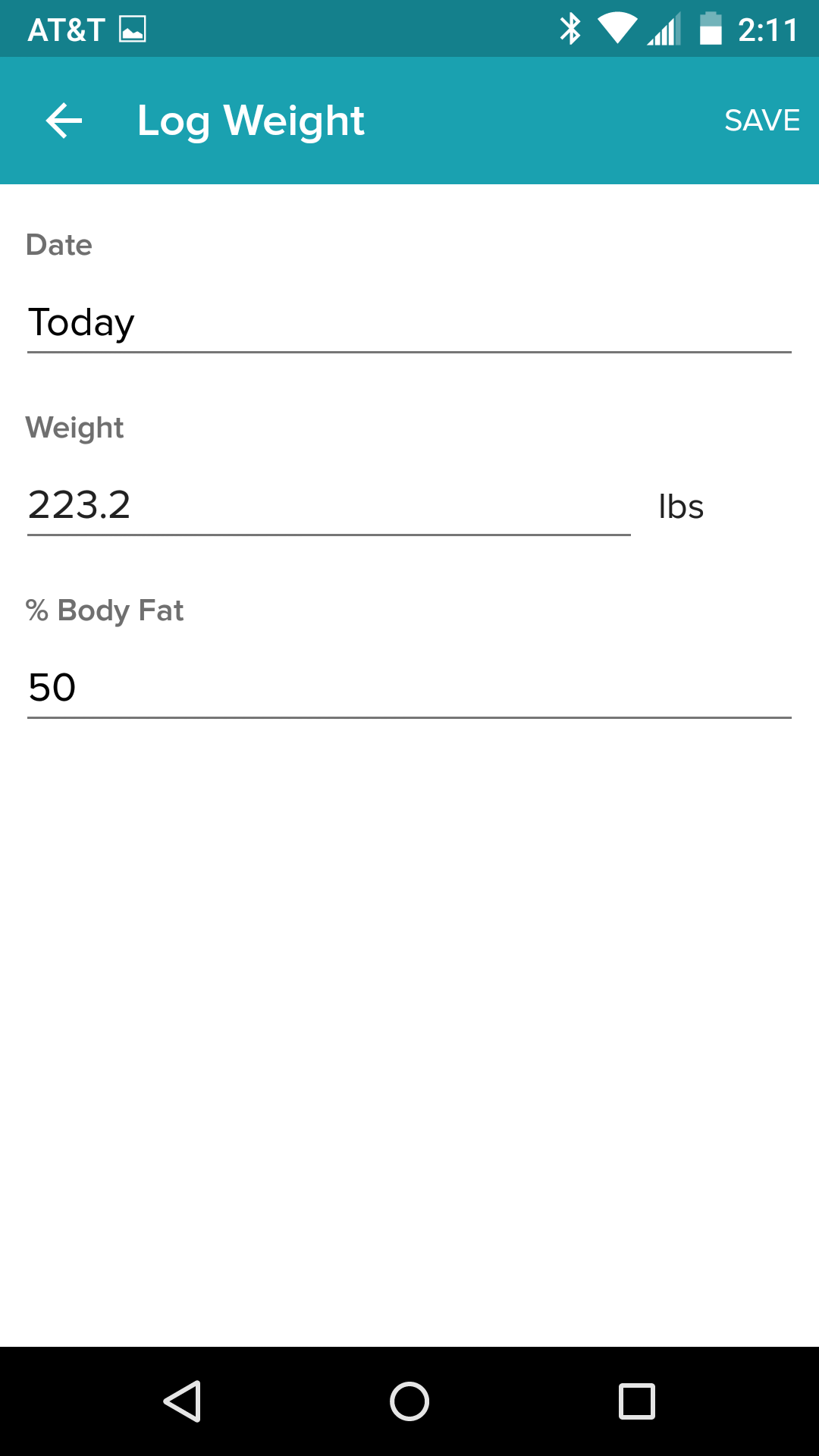 entereing my weight in fitbit app