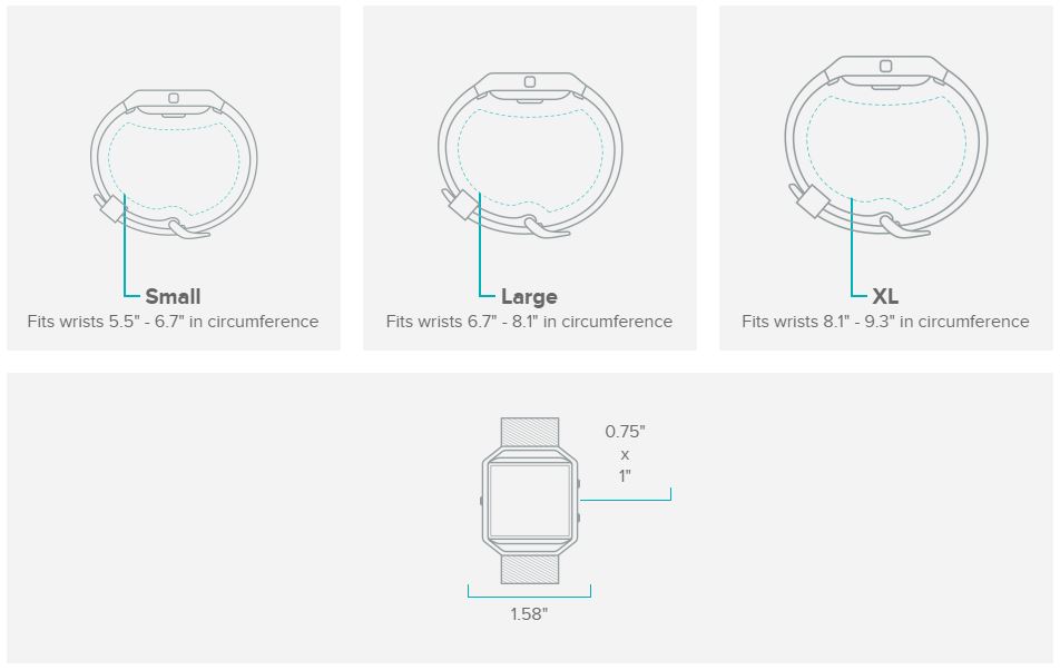 fitbit versa band sizes