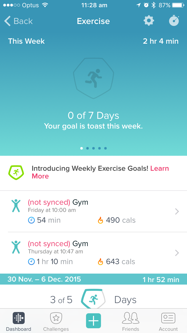 fitbit not logging exercise