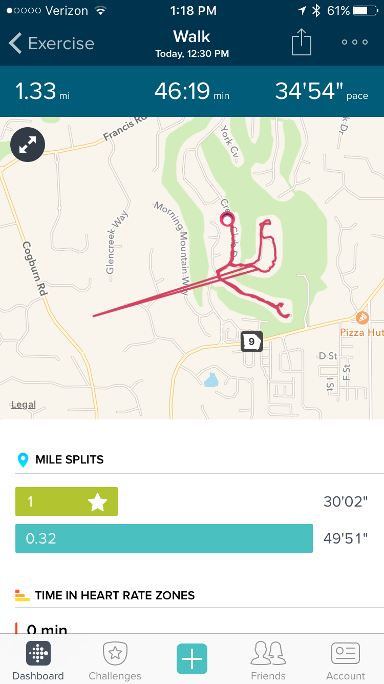 fitbit gps is running