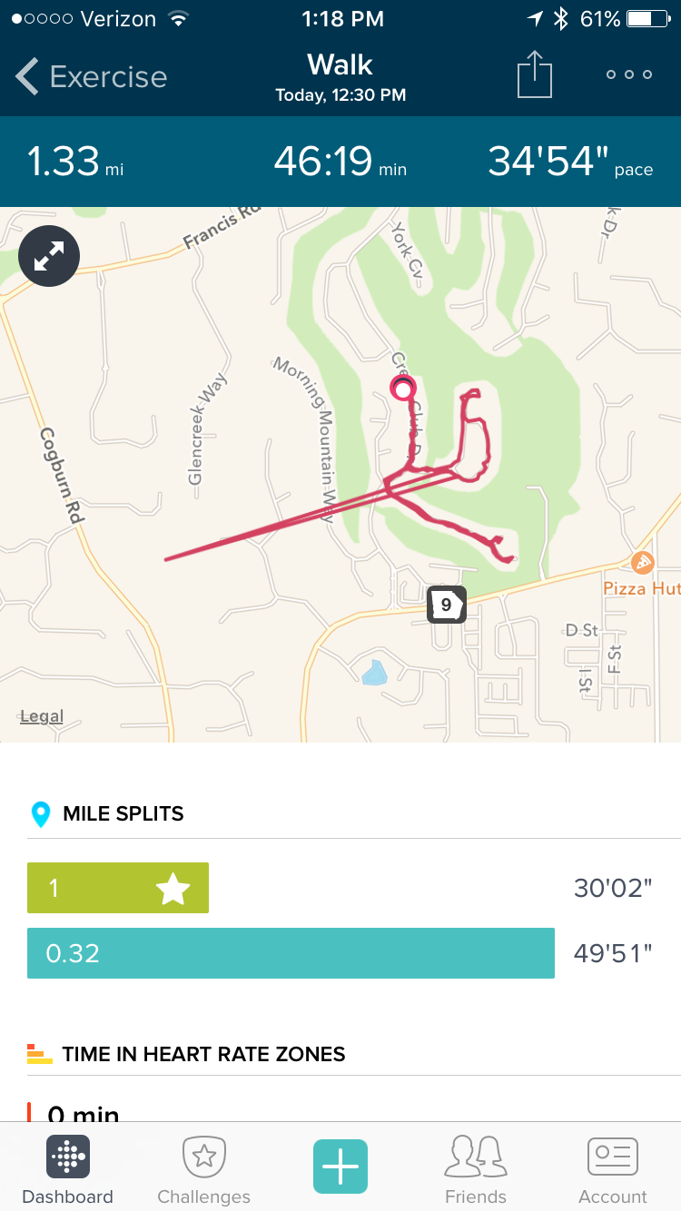 fitbit connected gps running