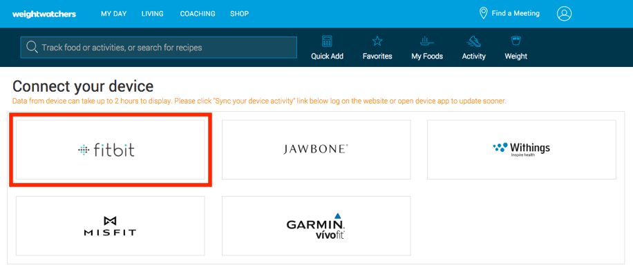 connect fitbit to weight watchers