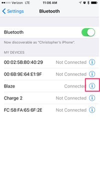 blaze not connecting to iphone