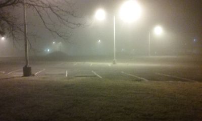 Top of the hill at the University where I stop walking and start jogging. I love foggy days.