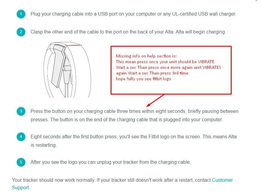 how do you restart a fitbit alta