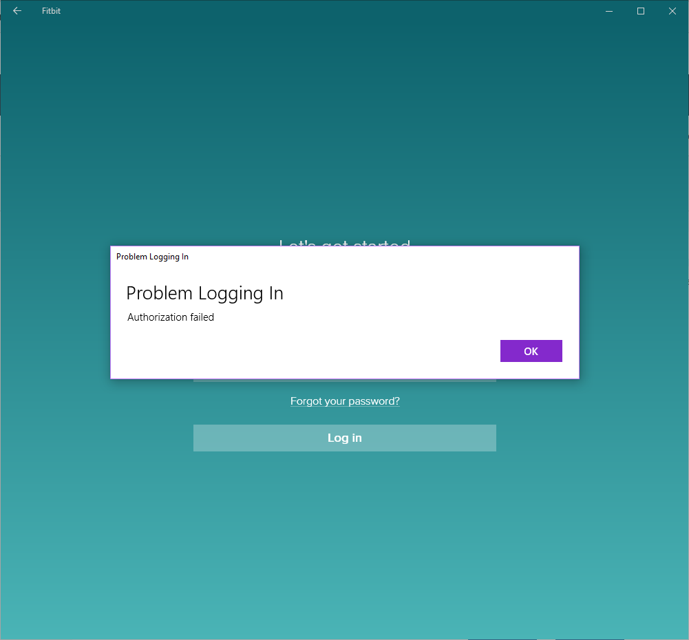 cannot login to fitbit app