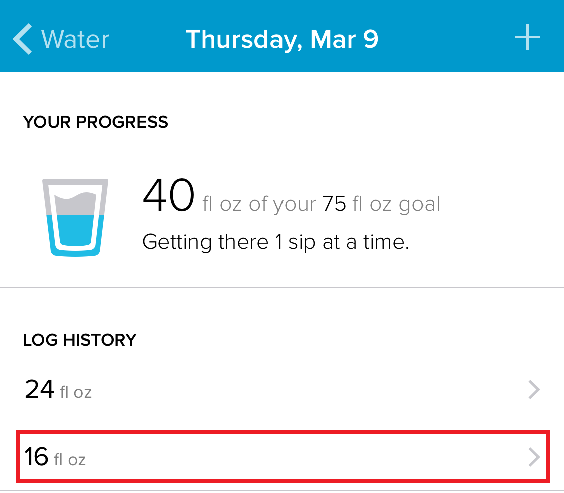 fitbit log water