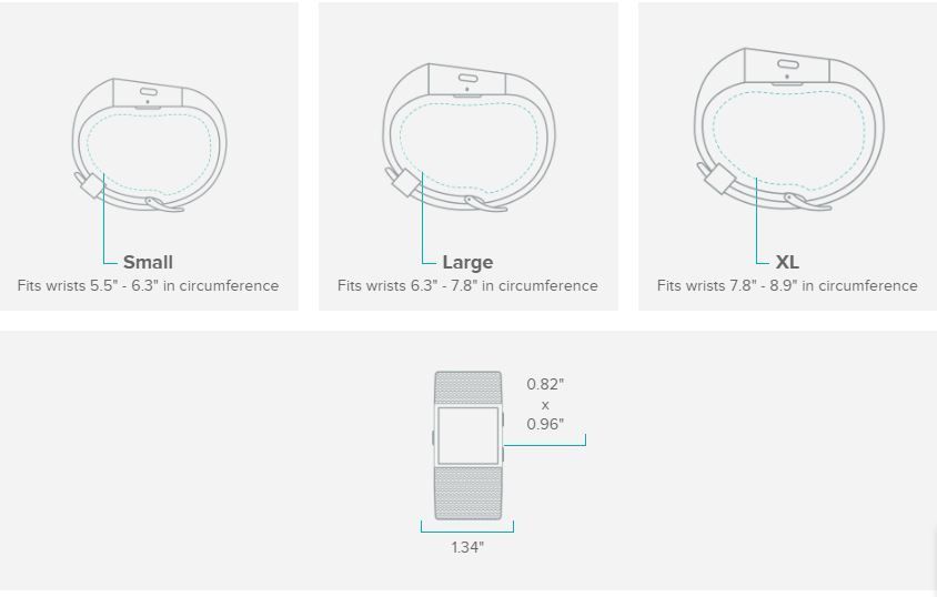 fitbit charge 2 xl band size