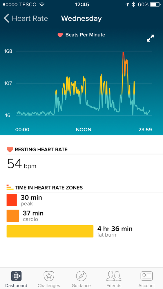 Screen shot of HR for day