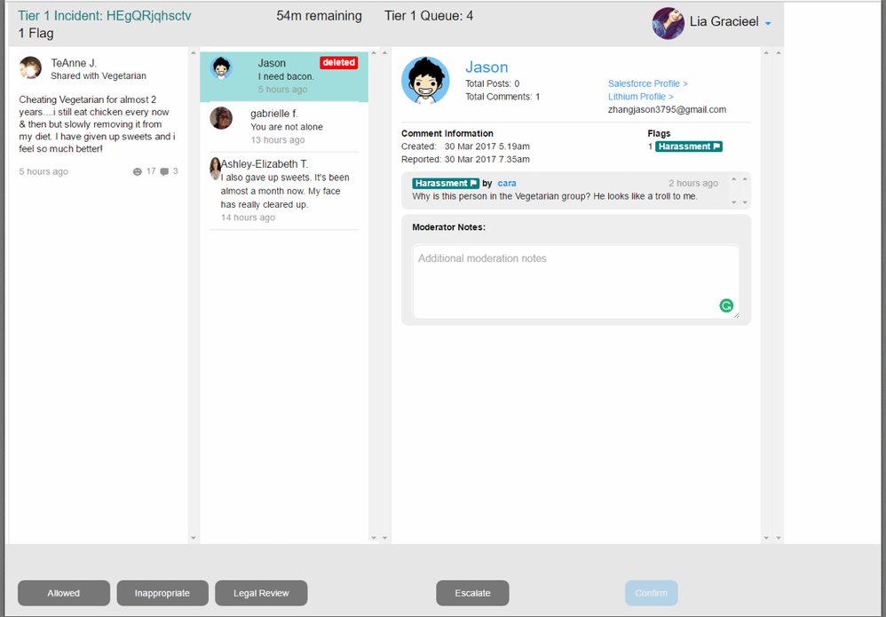 Community Feed Moderator Console without annotations