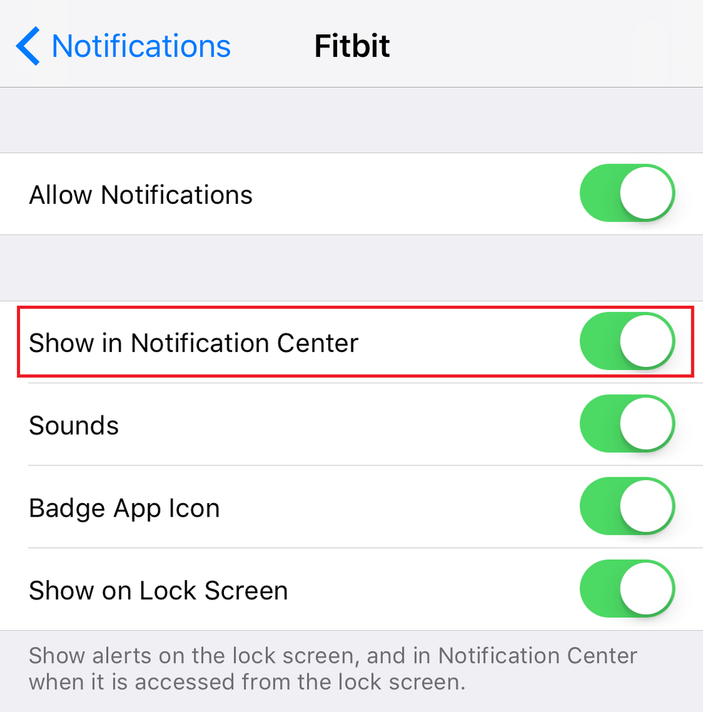 fitbit notification ios 13