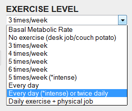 exercise level