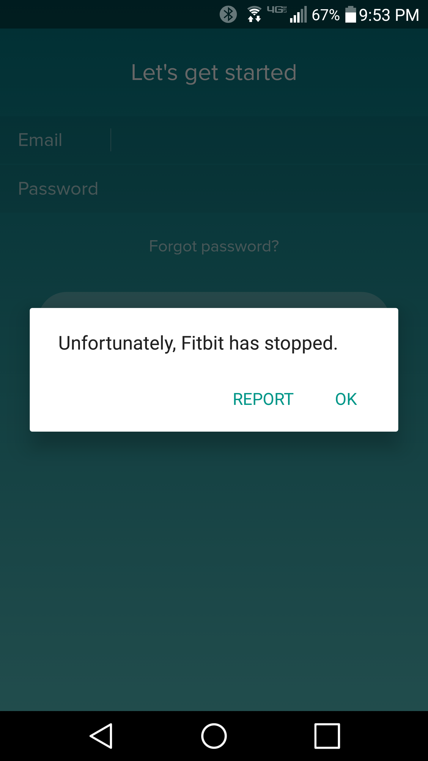 fitbit login screen
