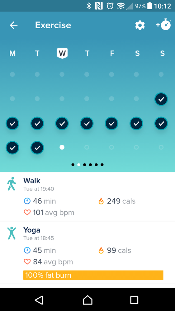 Exercise calendar not showing 30 days