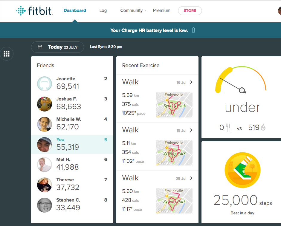 fitbit not logging steps