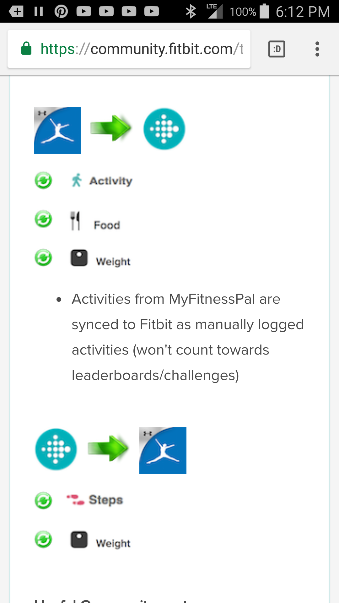 sync mfp with fitbit