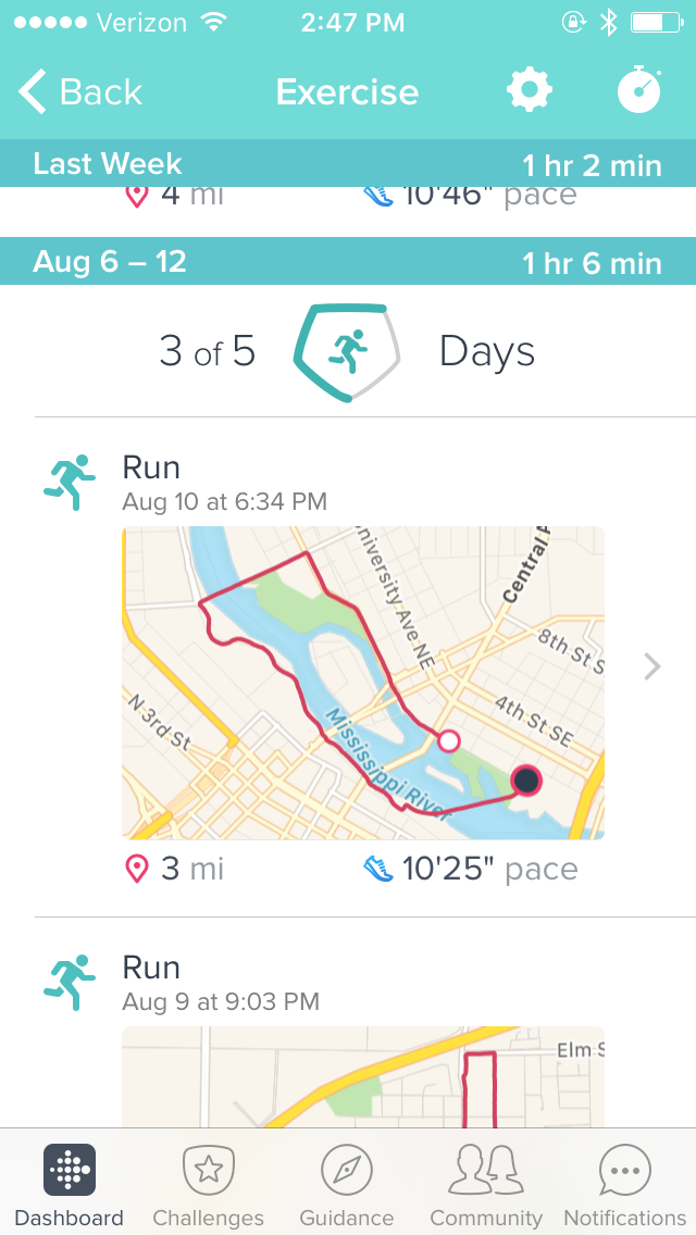 Fitbit app best sale gps tracking