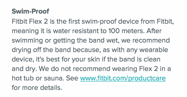 fitbit water resistant 50m