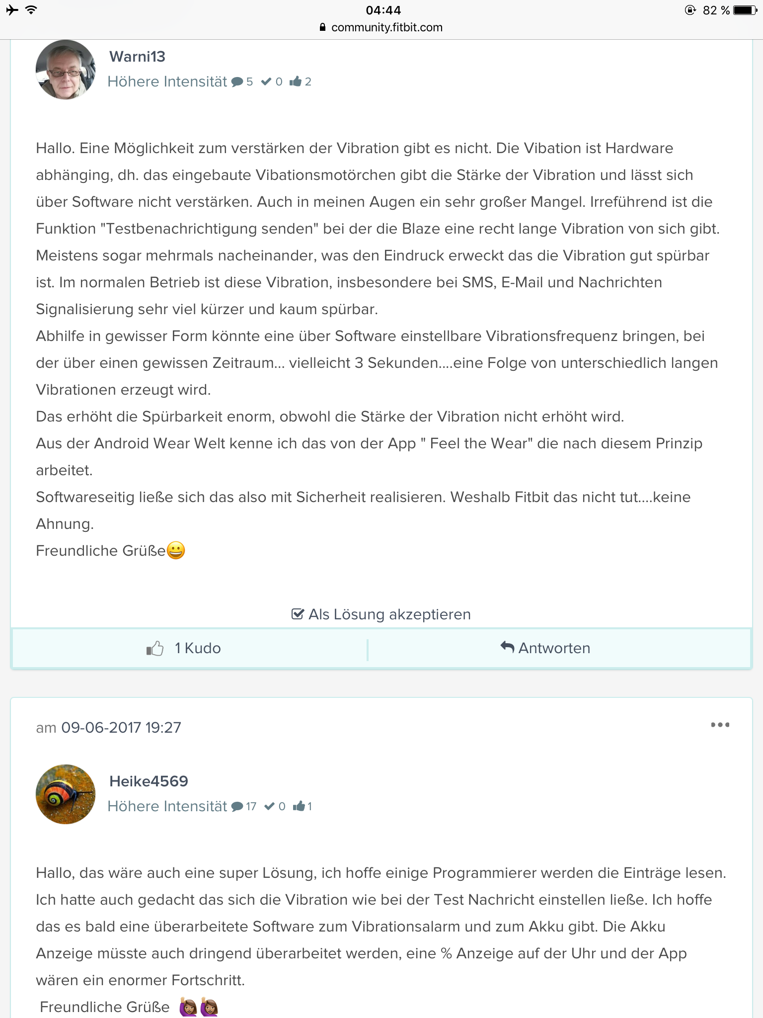 Einstellung der Vibration - Fitbit Community