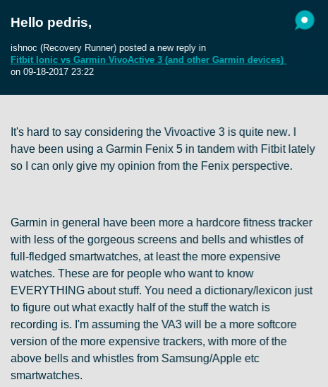 Fitbit Ionic vs Garmin VivoActive 3 and other Gar. Fitbit Community