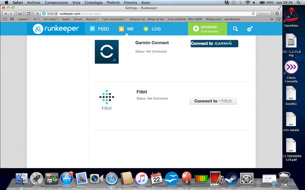 garmin connect and runkeeper