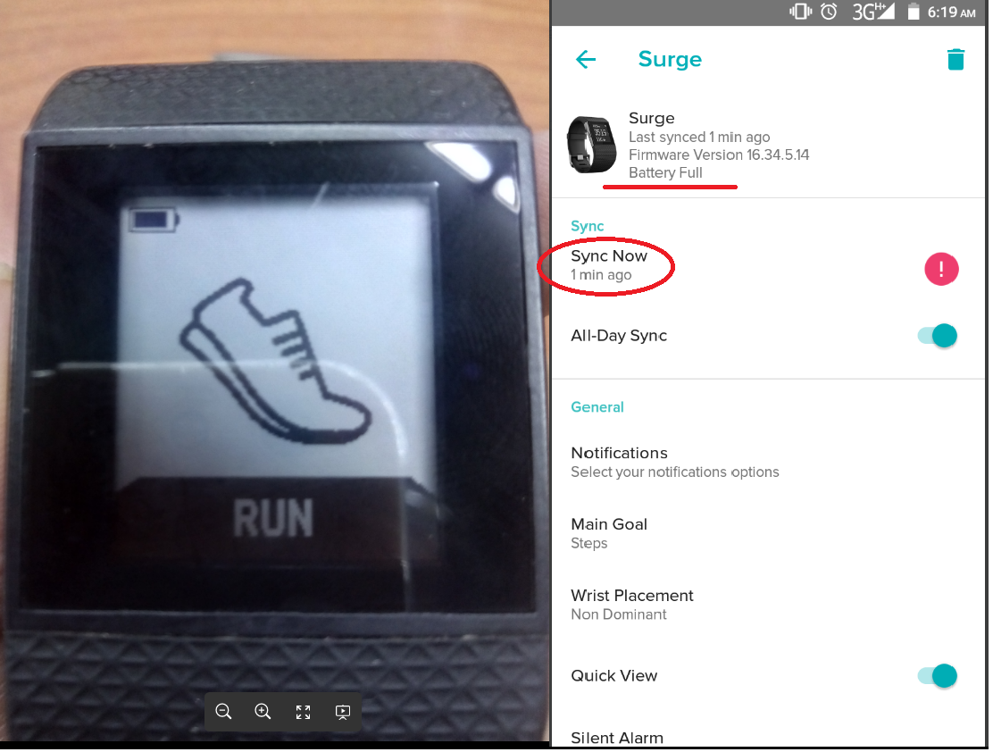 fitbit surge battery