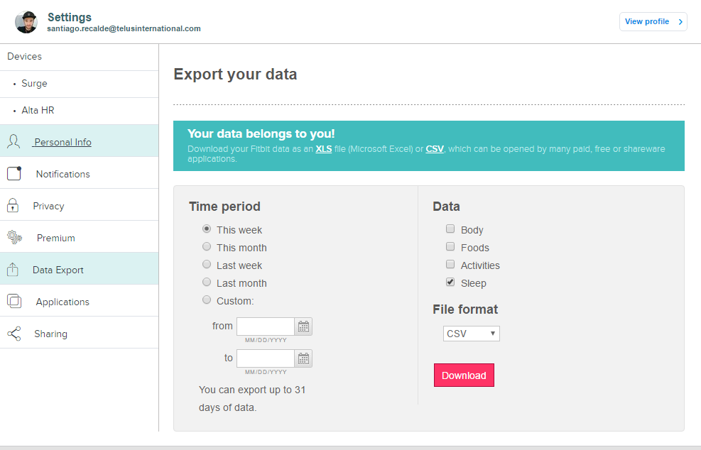 Export Data