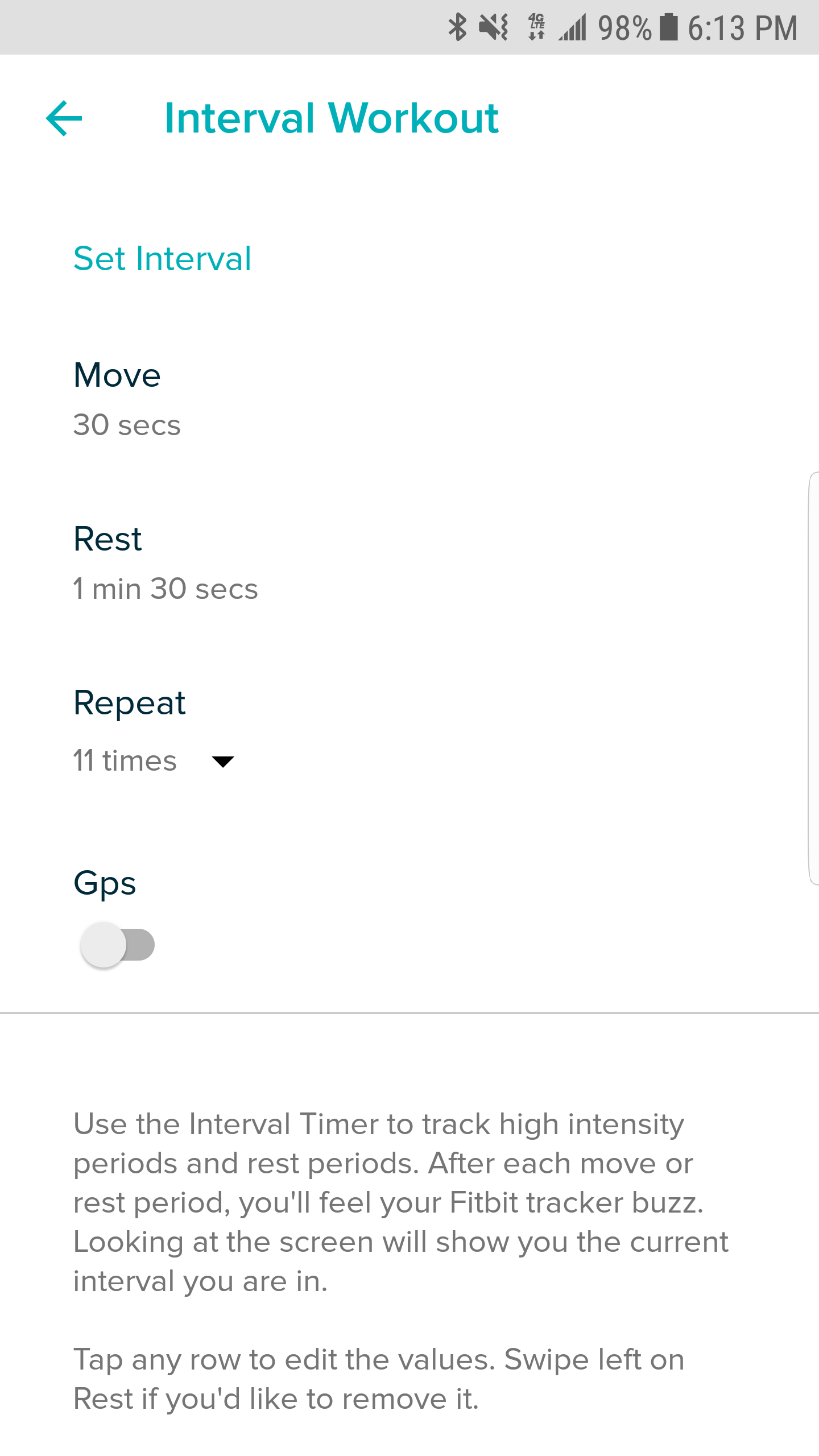 fitbit with interval timer