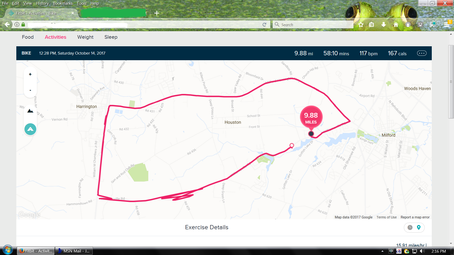 fitbit bike tracking