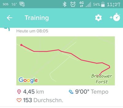 nur das letzte Stück erfasst