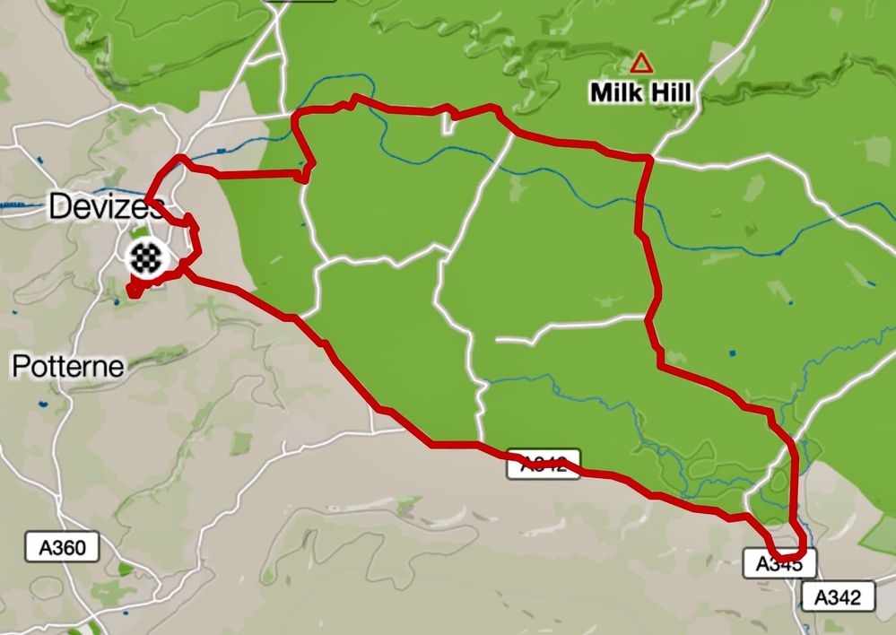 Route as transferred to strava