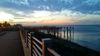 Sunset overlooking the remains of a restaurant that Superstorm Sandy removed.