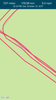 The lower line was off the path on grass trying to sloww down.