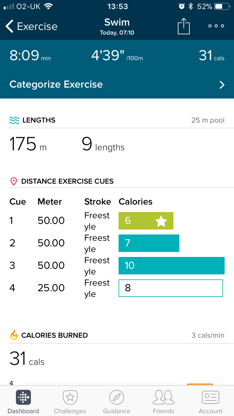 Fitbit with store swimming tracker