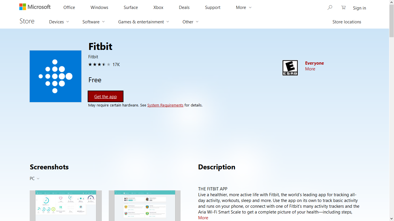 fitbit microsoft store