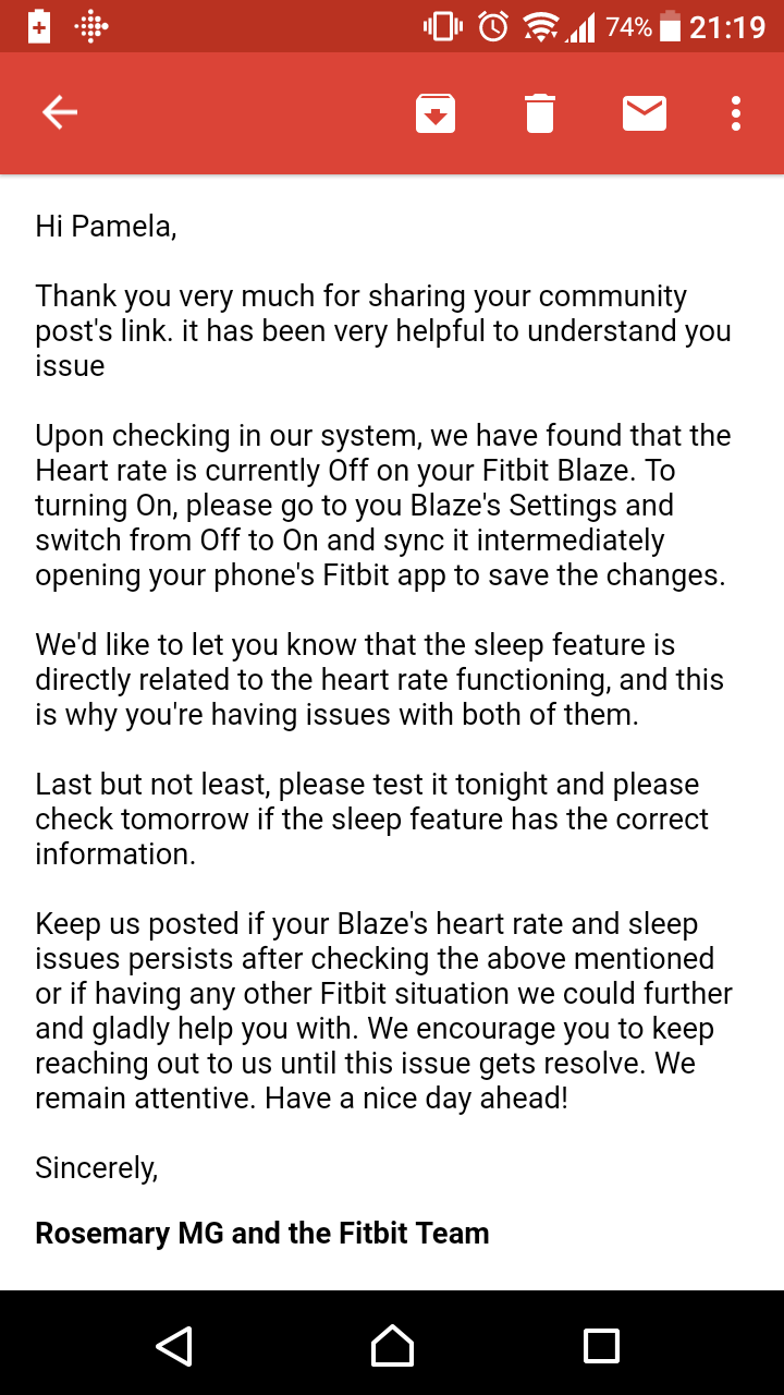 Blaze heartrate and sleep tracking not 