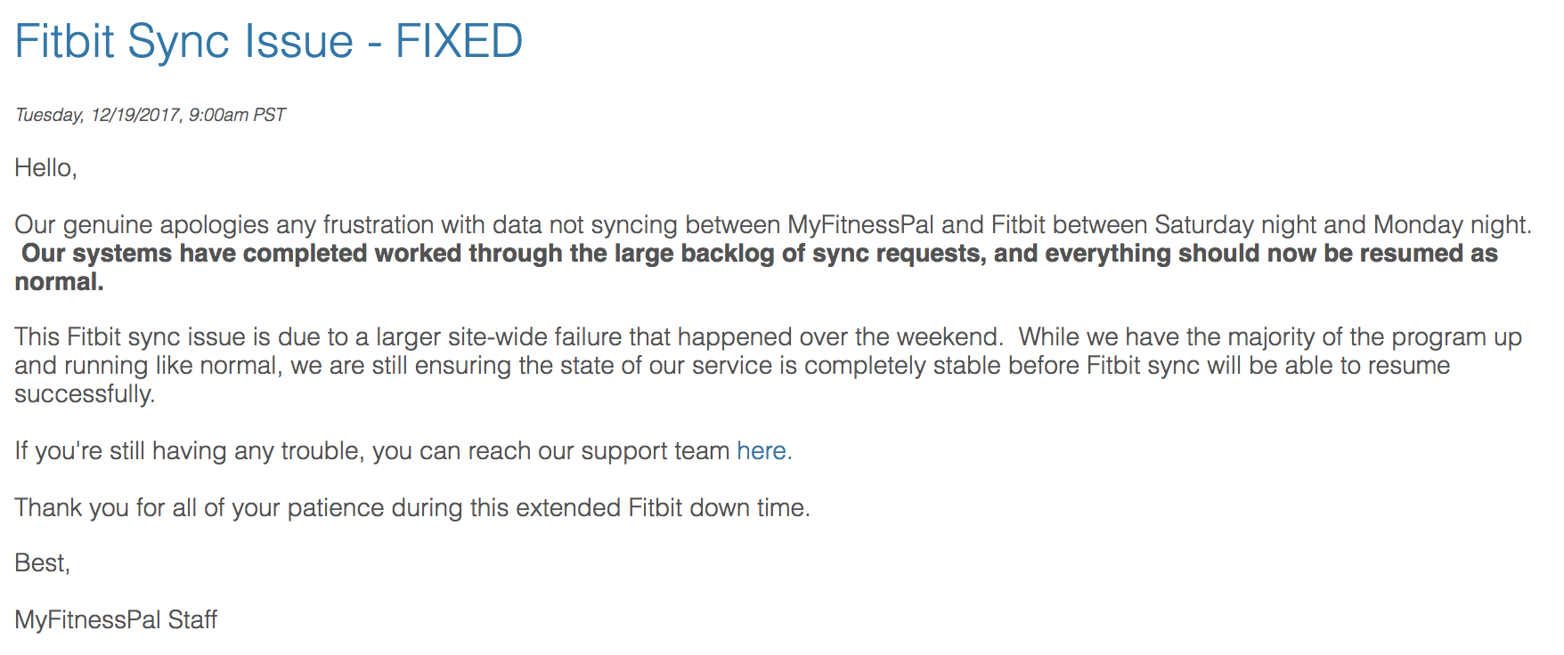 fitbit not syncing with mfp