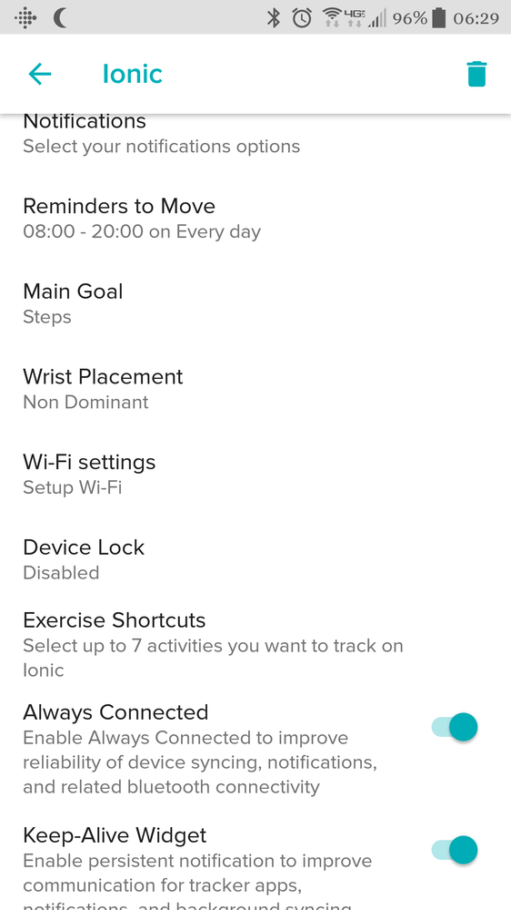 These settings are located in the Fitbit App.