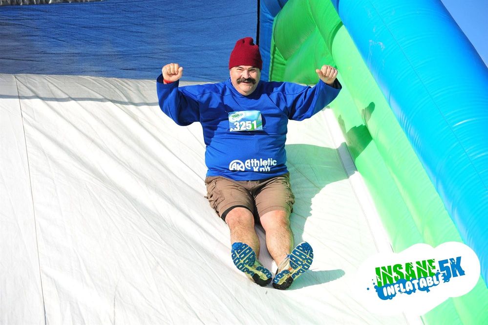 Insane 5K  going down a 2 story slide