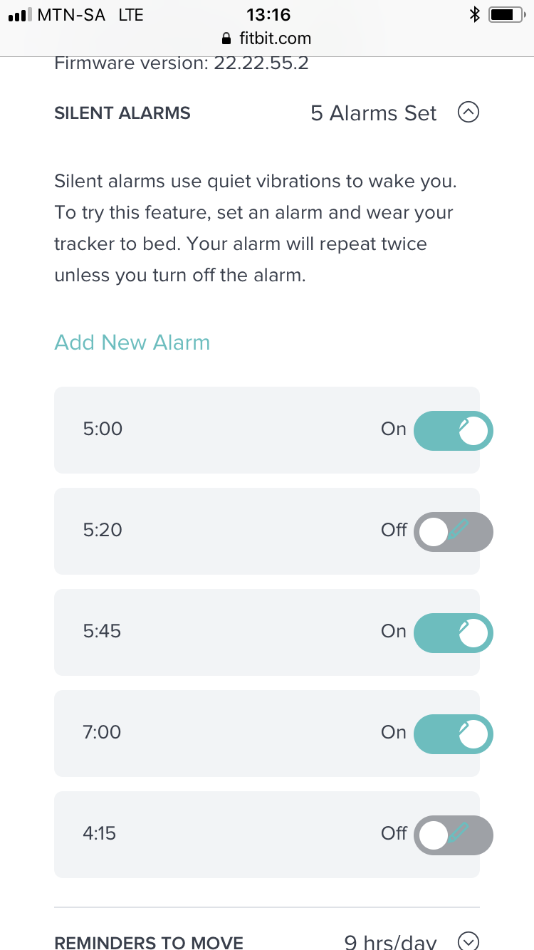 how to set alarm fitbit inspire