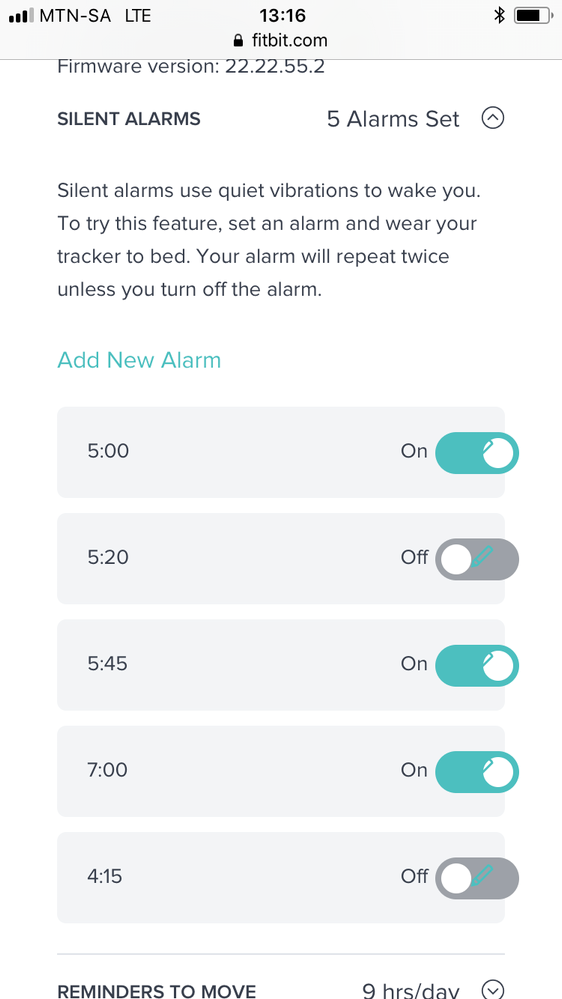 fitbit charge 3 add alarm