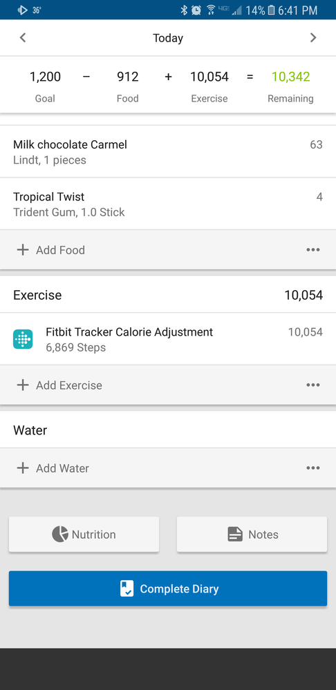 myfitnesspal not adding exercise calories from fitbit