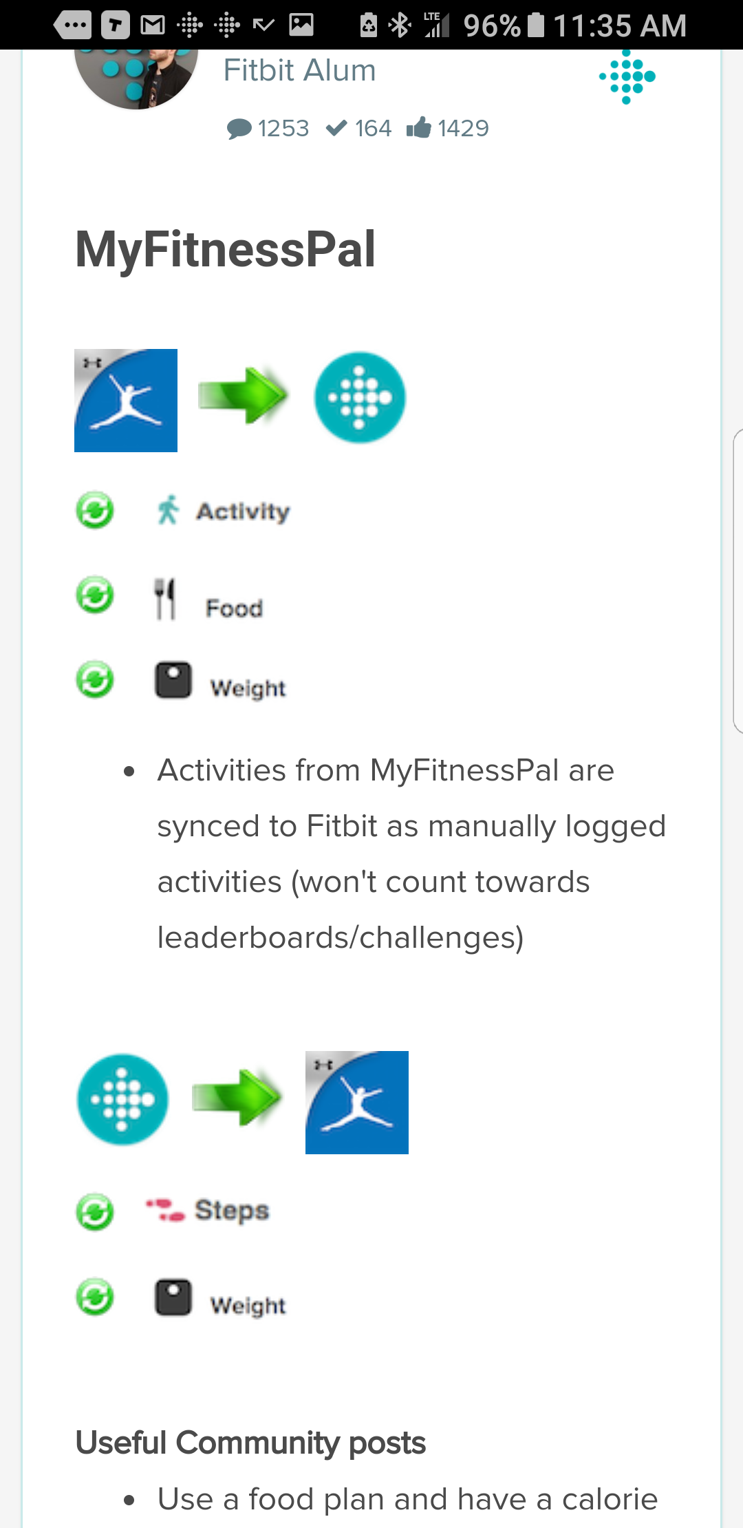 connect myfitnesspal to fitbit app