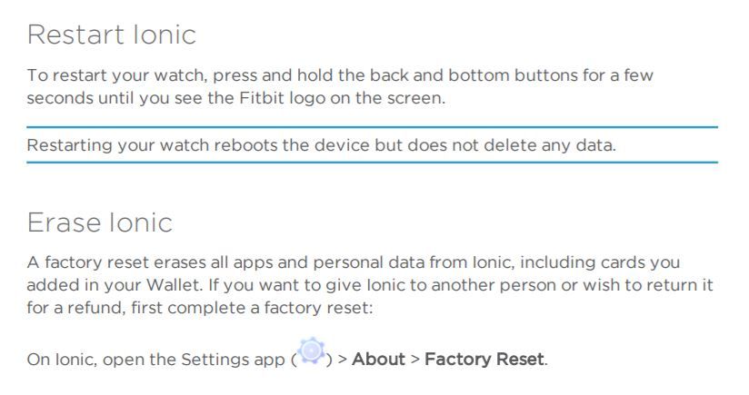 reset fitbit ionic