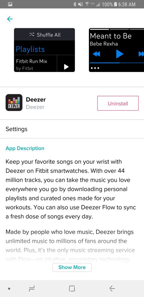 is deezer free on fitbit versa